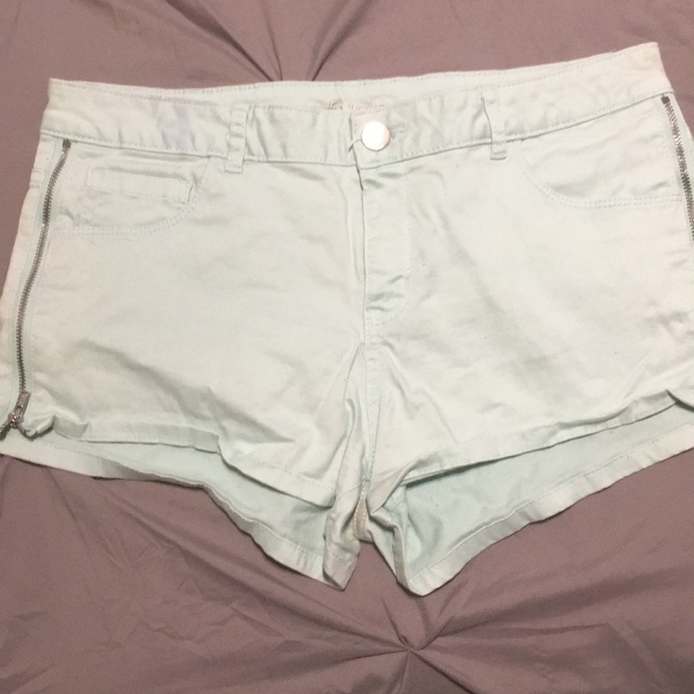 Light teal short shorts